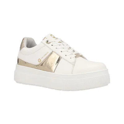 Tenis Plataforma G By Guess Blanco Combinado con Aplicación Logotipo para Mujer