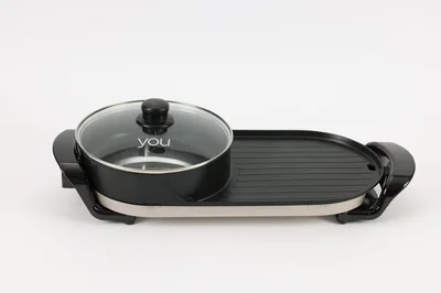 Olla Caliente You R410 Negro con Tapa Plancha Parrilla Eléctrica 2 en 1