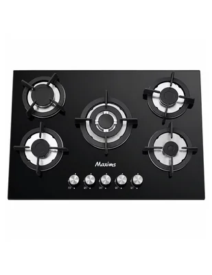 Parrilla De Gas Maxims Empotrable 5 Quemadores Cristal Negro 77cm Encendido Eléctrico Gas Lp Y Natural