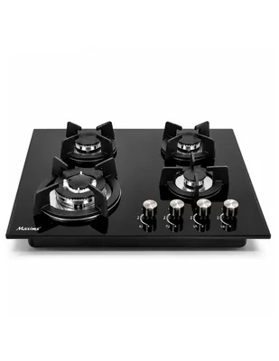 Parrilla De Gas Maxims Negro 4 Quemadores Cristal 59 Cm