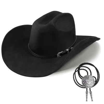 Sombrero Vaquero Foeran Western De Fieltro Con Fedora Y Corbata Bolo - Venta Internacional.