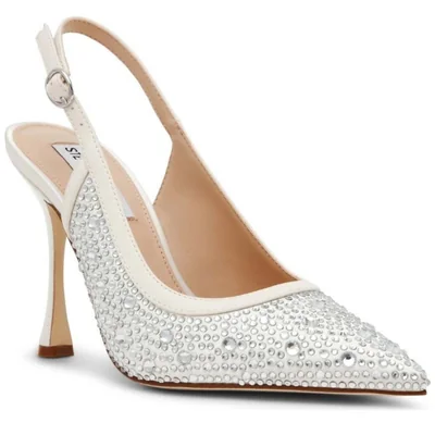 Zapatilla Slingback Steve Madden Blanco con Aplicación de Pedrería para Mujer