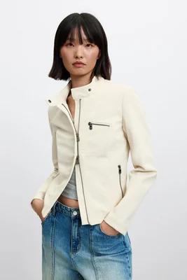chaqueta efecto piel regular