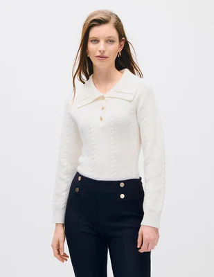 Suéter cuello camisero para mujer