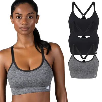 Sujetador Deportivo New Balance XL Pack de 3 Sin Costuras Impacto Medio