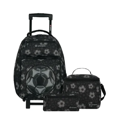 Set mochila con ruedas + lapicera + lonchera Runpack negro