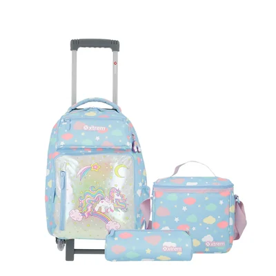 Pack Run mochila + lonchera + lapicera unicornio