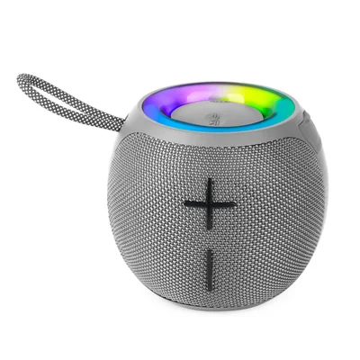 Bocina Portátil Misik con TWS y Luces Led Gris MS242