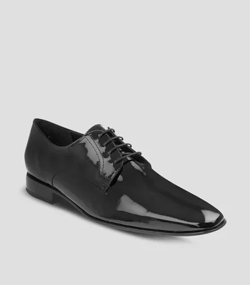 Zapatos de vestir Derby Negros en Piel con Tacón Bajo Cuadrado Hombre
