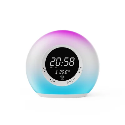 Bocina Portátil Misik con Radio Reloj y Luz Led MS239