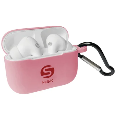 Audífonos TWS Inalámbricos Misik Blancos Funda Rosa MH609