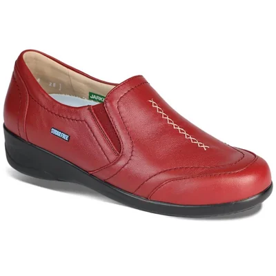 Mocasín Confort Ajuste Elástico Jarking Pie Diabético Rojo para Mujer