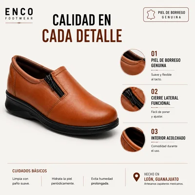 Zapato Mujer Piel Borrego Cierre Casual Comodo Descanso 6
