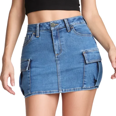 Falda Short Corta Mezclilla Cintura Alta Stretch 9897stme