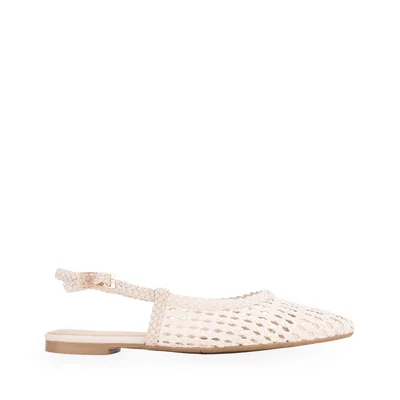 Balerina Destalonada Tejida Cloe Beige Ajuste Hebilla para Mujer