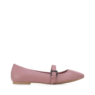 Balerina Punta Cuadrada con Correa Cloe Rosa Ajuste Hebilla para Mujer