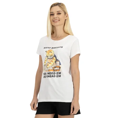 Playera Mujer Estampado Kitty Biscuits Mxstaza