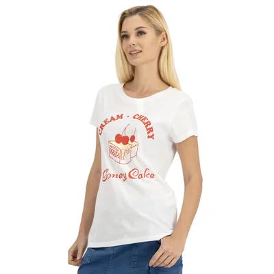 Playera Mujer Con Estampado Cream Cherry Mxstaza