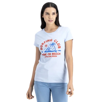 Playera Mujer Estampado Surfing Club Mxstaza