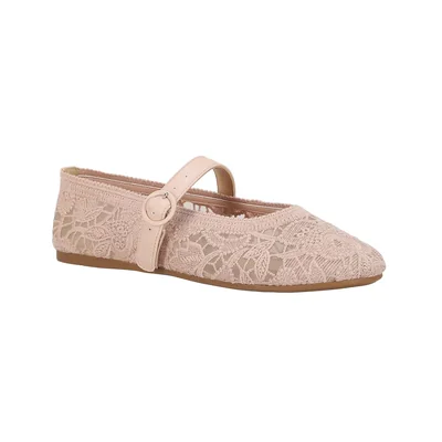 Balerina Texturizada Westies Rosa Claro con Aplicación Hebilla para Mujer