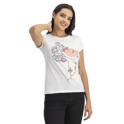 Playera Mujer Con Estampado Silueta Mxstaza