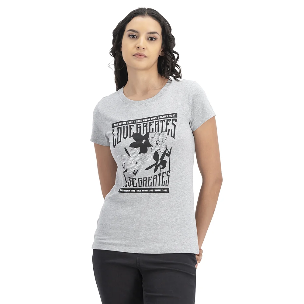 Playera Mujer Estampado Con Flores Mxstaza