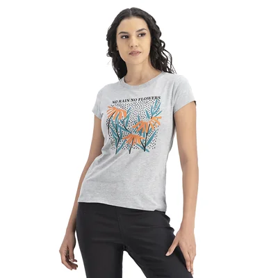 Playera Mujer Estampado No Rain No Flowers Mxstaza