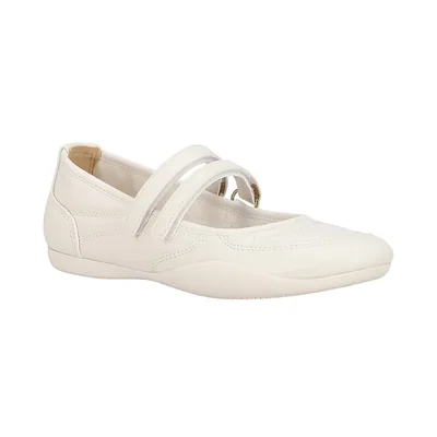 Balerina Casual Westies Hueso con Ajuste de Doble Hebilla para Mujer