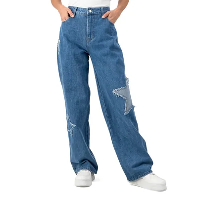 Jeans Mujer Casuales Con Parche Estrella Mxstaza
