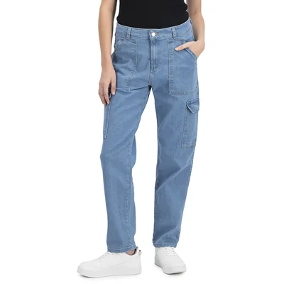 Jeans Mujer Casuales Con Bolsas Cargo Mxstaza
