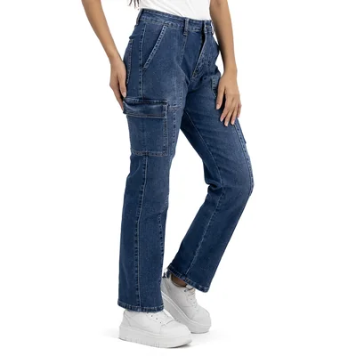 Jeans Mujer Casuales Bolsas Tipo Cargo Mxstaza