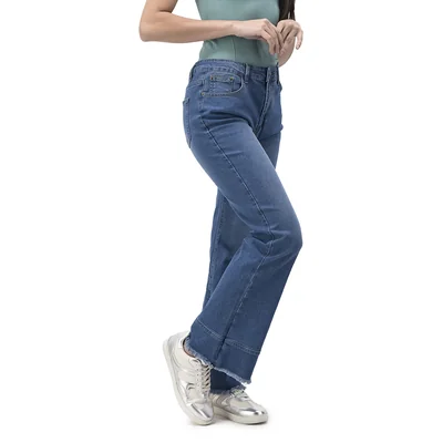 Jeans Mujer Casuales Fleco Inferior Mxstaza