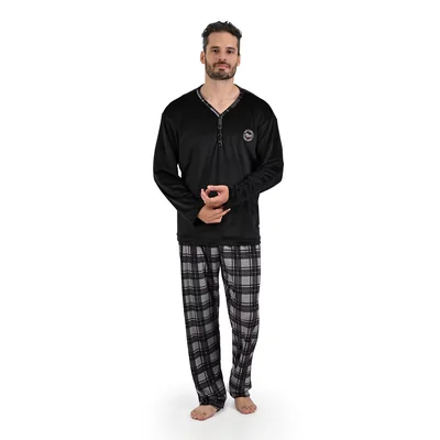 Pijama Playera de Manga Larga con Botones y Pantalón Starwest para Hombre