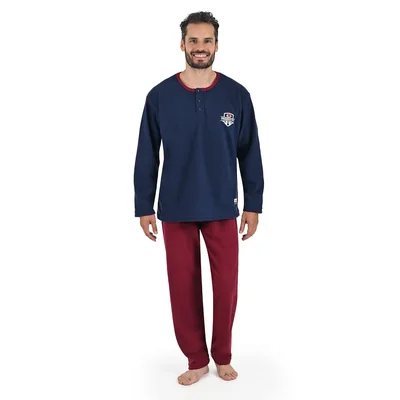 Pijama de Manga Larga con Cuello Aletilla y Pantalón Starwest para Hombre