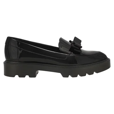 Mocasín en Charol Westies Negro con Aplicación Moño para Mujer