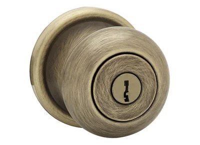 Pomo De Puerta Kwikset Juno Entry Con Cerradura Y Llave Latón Envejecido - Venta Internacional.