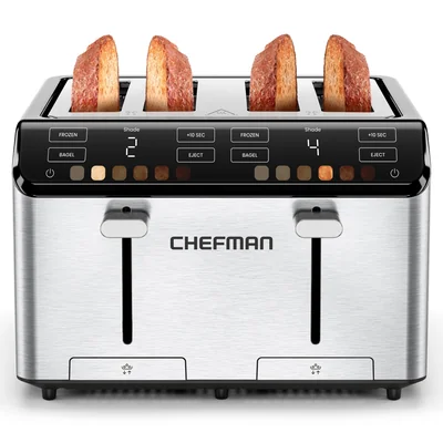 Tostadores Chefman Chefman Tostador Digital Smart Touch De 4 Rebanadas  6 Ajustes De Sombra  Tostador De Bagel Con Visualización