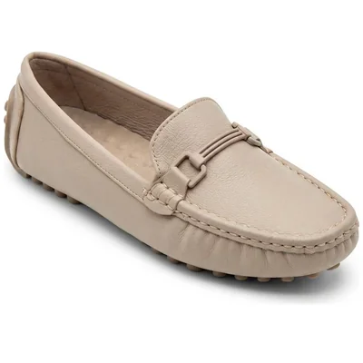 Mocasín Clásico con Herraje Via uno Crema para Mujer