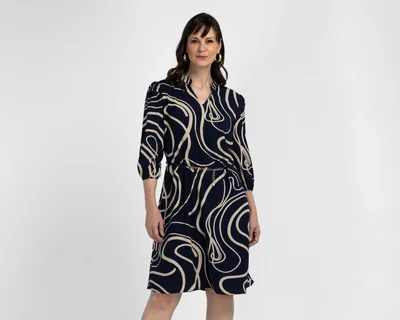 Vestido Formal Sahara Manga Larga Escote V con Cinturón para Mujer