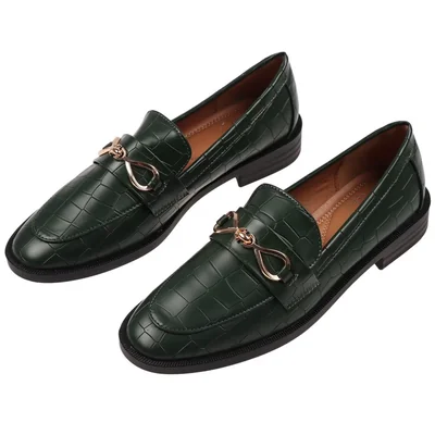 Mocasín Verde Textura Piel Cocodrilo Torli&mo para Mujer