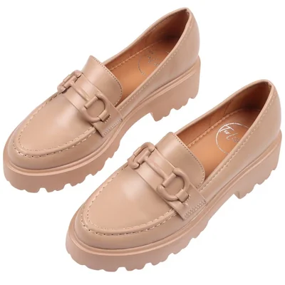 Mocasín Beige Suela Dentada Robusta Torli&mo para Mujer