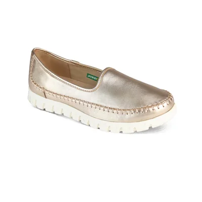 Mocasín Casual Confort 16 Hrs Oro con Aplicación Bordado para Mujer