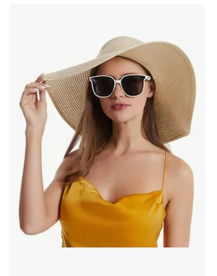 Sombrero Playa Protección Solar De Sol Ala Ancha Gorro Mujer Beige Único