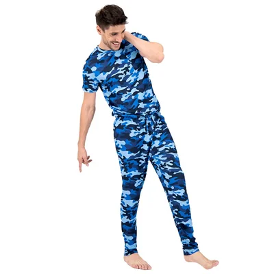 Pijama De Hombre Reset Army Color Azul Playera Y Pantaón