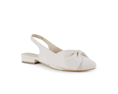Flats Gabriela's Beige Tacón Bajo Moño Frontal Elegante Moda Mujer 4070084