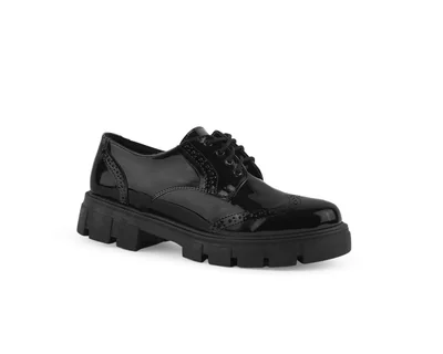 Mocasin Color Negro Agujeta Material Charol