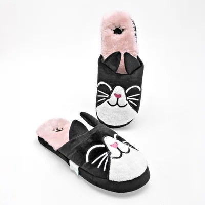 PANTUFLA Huarachetas NEGRO BLANCO PZ2030 MUJER