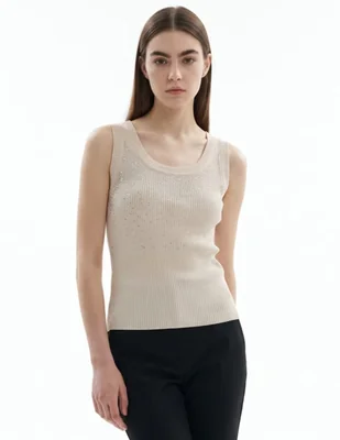 Top cuello redondo escote redondo sin tirantes