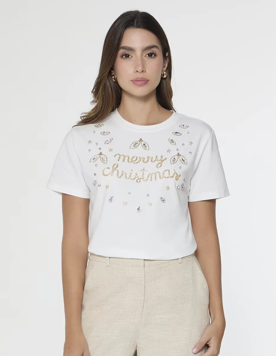 Playera manga corta cuello redondo para mujer