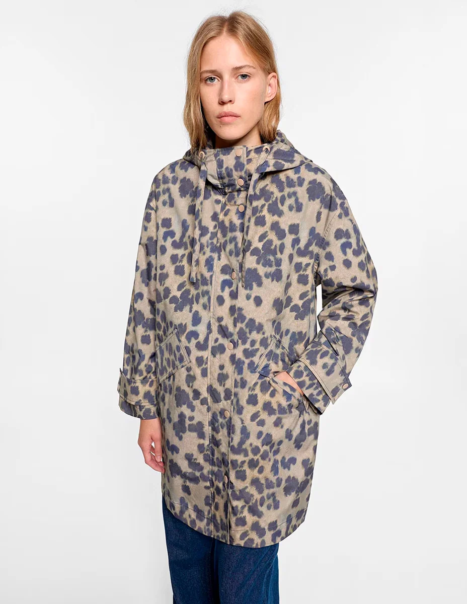 Gabardina impermeable con capucha para mujer